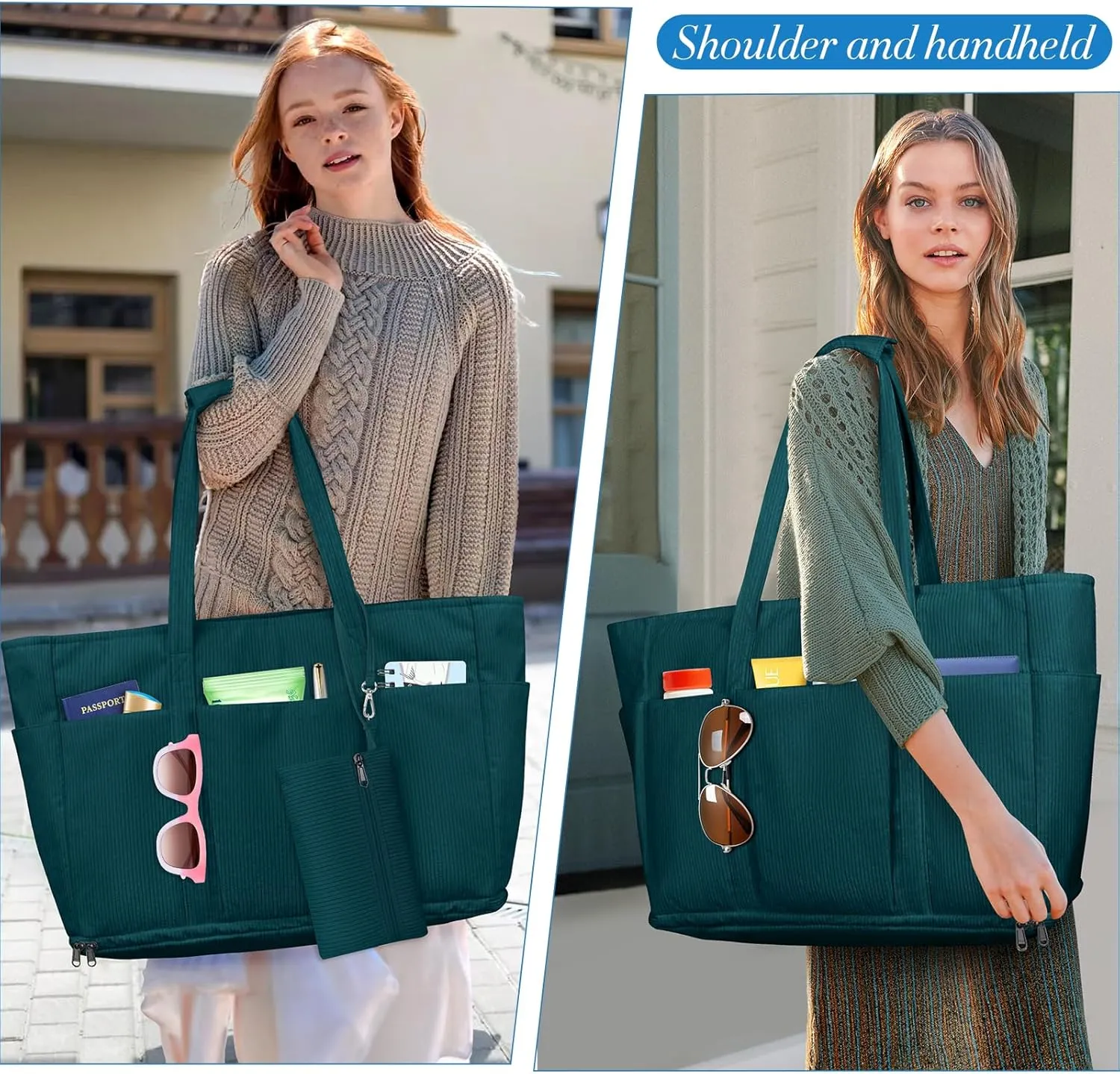 Large Beach Bag with Zipper, 12 Pockets Waterproof Sandproof Pool Bag Womens Mesh Beach Tote Bag for Travel Vacation