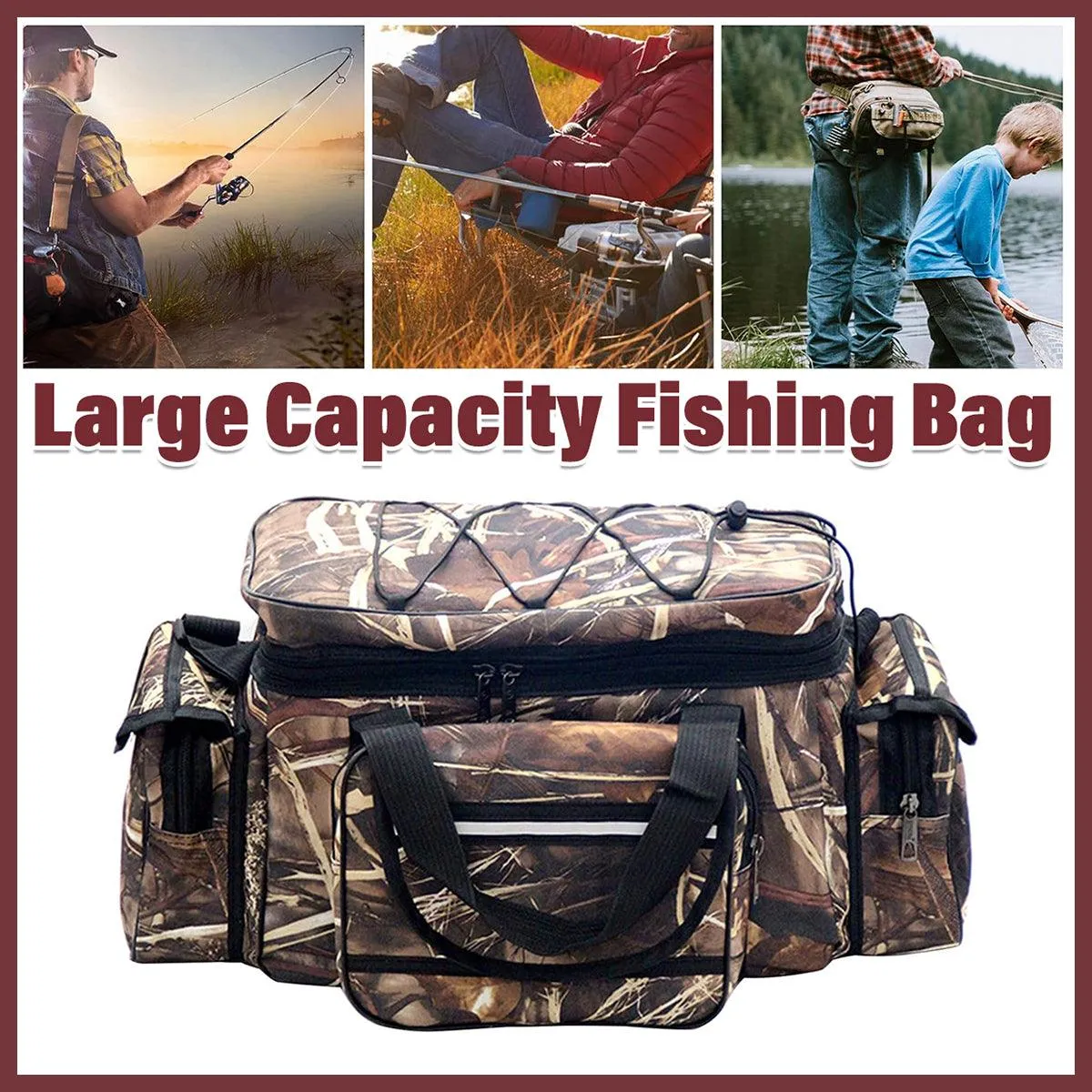 Large Capacity Fishing Tackle Bag Multi Functional Single Shoulder Gear Storage