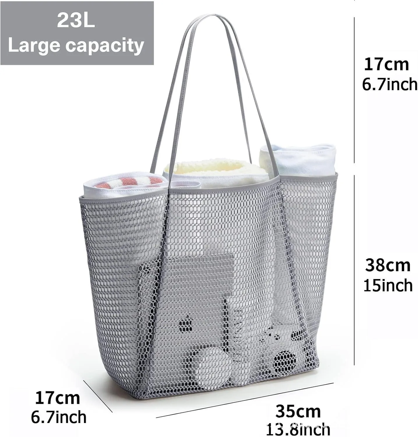 Large Capacity Mesh Beach Tote Bag,Women Casual Shoulder Handbag