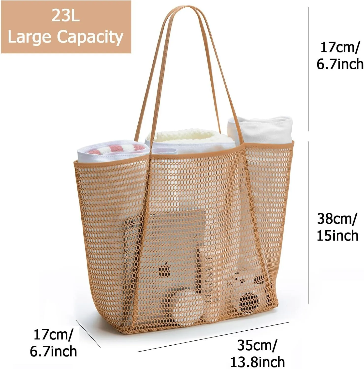 Large Capacity Mesh Beach Tote Bag,Women Casual Shoulder Handbag