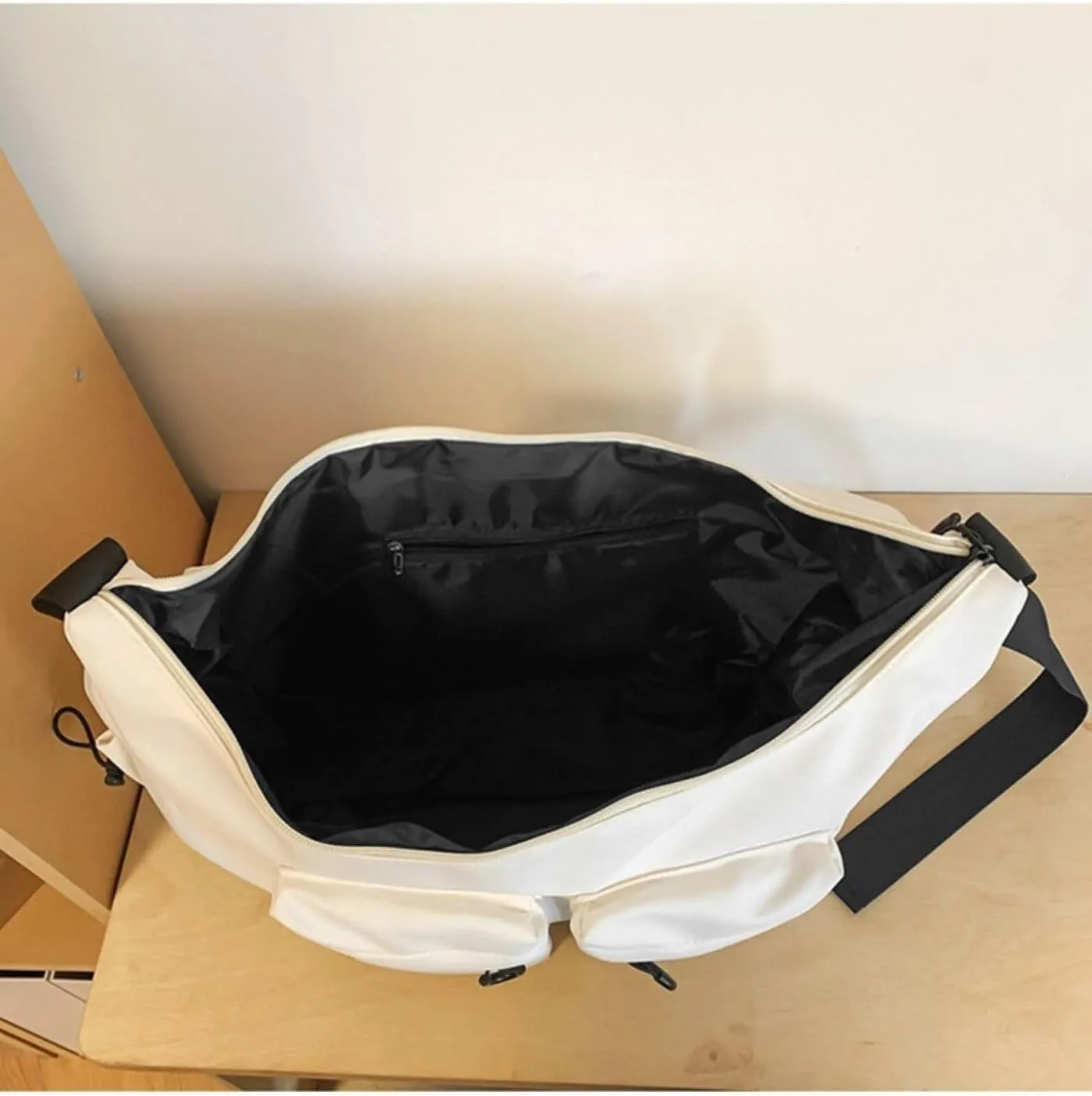 Large capacity messenger canvas bag, large capacity crossbody bag, unisex solid color casual waterproof handbag