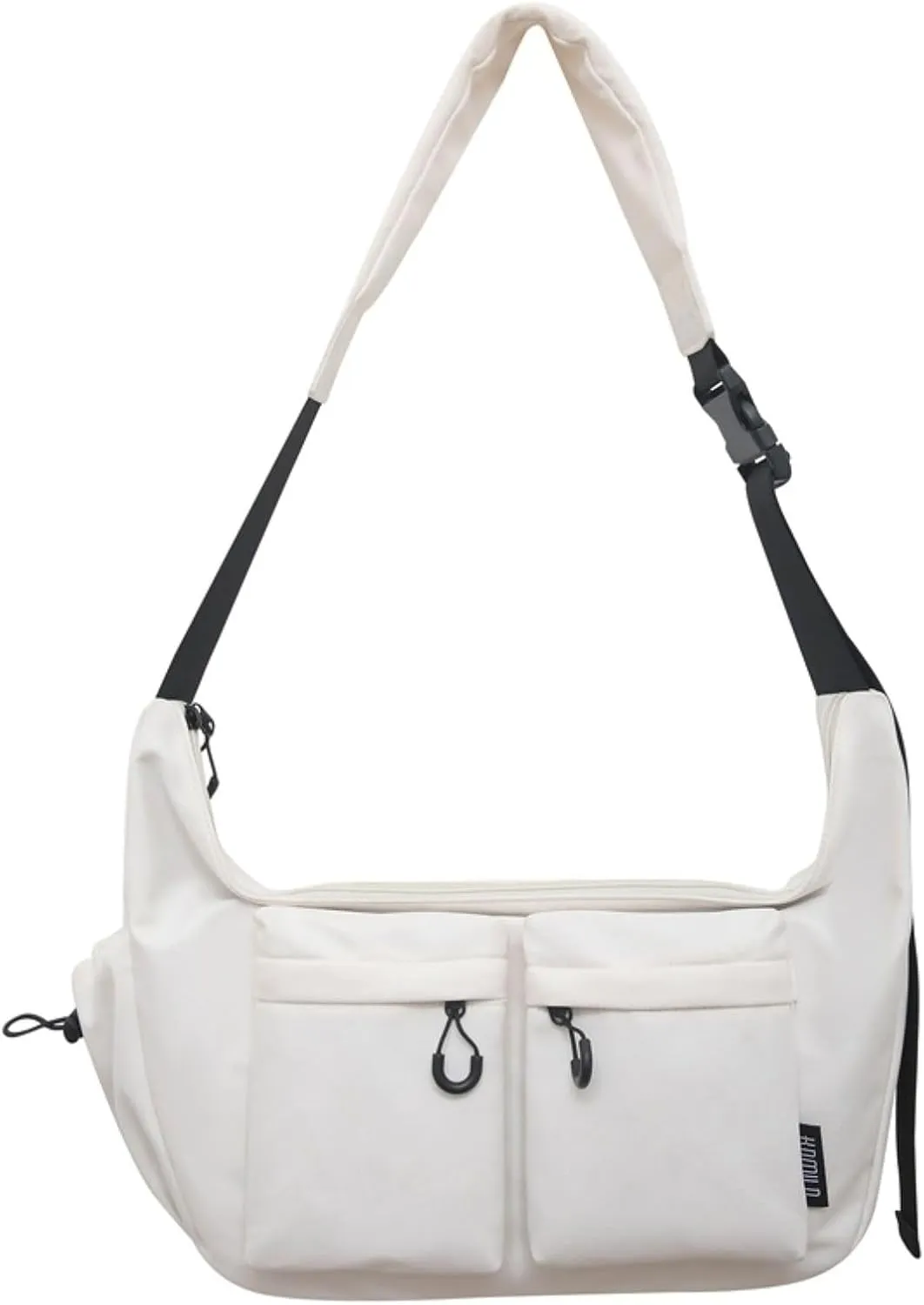 Large capacity messenger canvas bag, large capacity crossbody bag, unisex solid color casual waterproof handbag