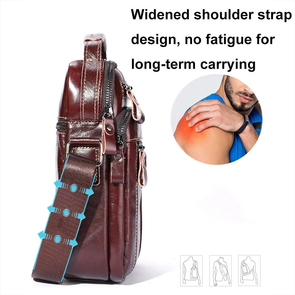 Large Capacity Retro Cowhide Crossbody Bag