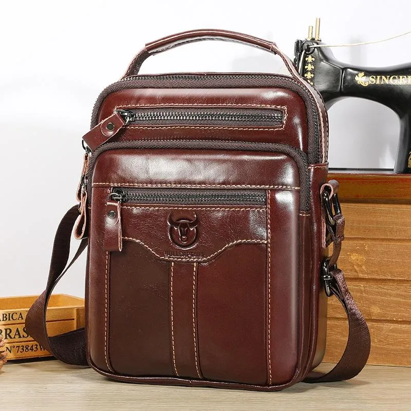 Large Capacity Retro Cowhide Crossbody Bag