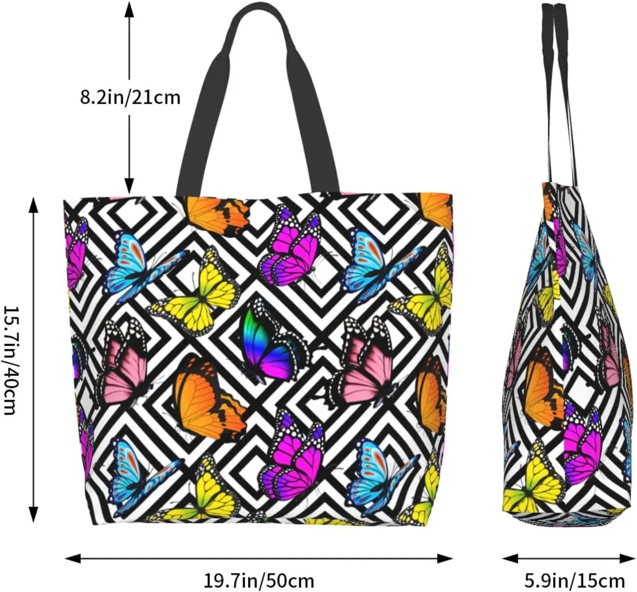 Large Capacity Reusable Canvas Shoulder Bag   Both Sides Bucket Hat Casual Tote Handbag