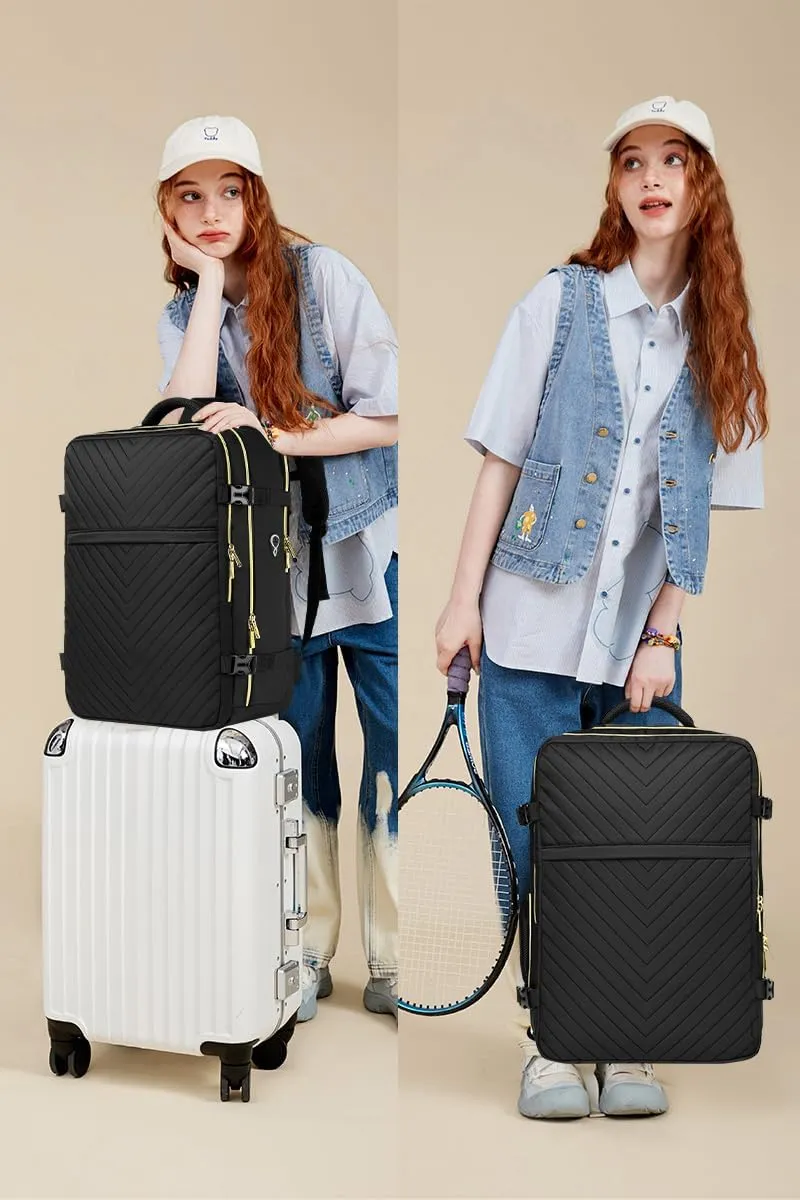 Large Carry On Travel Backpack - Flight Approved Waterproof Anti-Theft Luggage Daypack for Women Men 20 Inch Business Weekender Overnight Backpack College Bag Personal Item Size Black