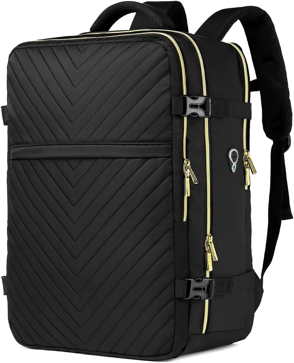 Large Carry On Travel Backpack - Flight Approved Waterproof Anti-Theft Luggage Daypack for Women Men 20 Inch Business Weekender Overnight Backpack College Bag Personal Item Size Black