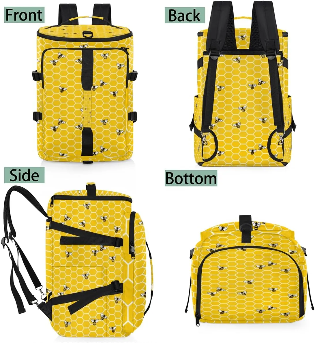 Large Sports Gym Bag With Shoe & Laptop Compartment 47L Waterproof Travel Duffel Bags for Men Women Cute Bee Luggage Backpack Duffle Bag