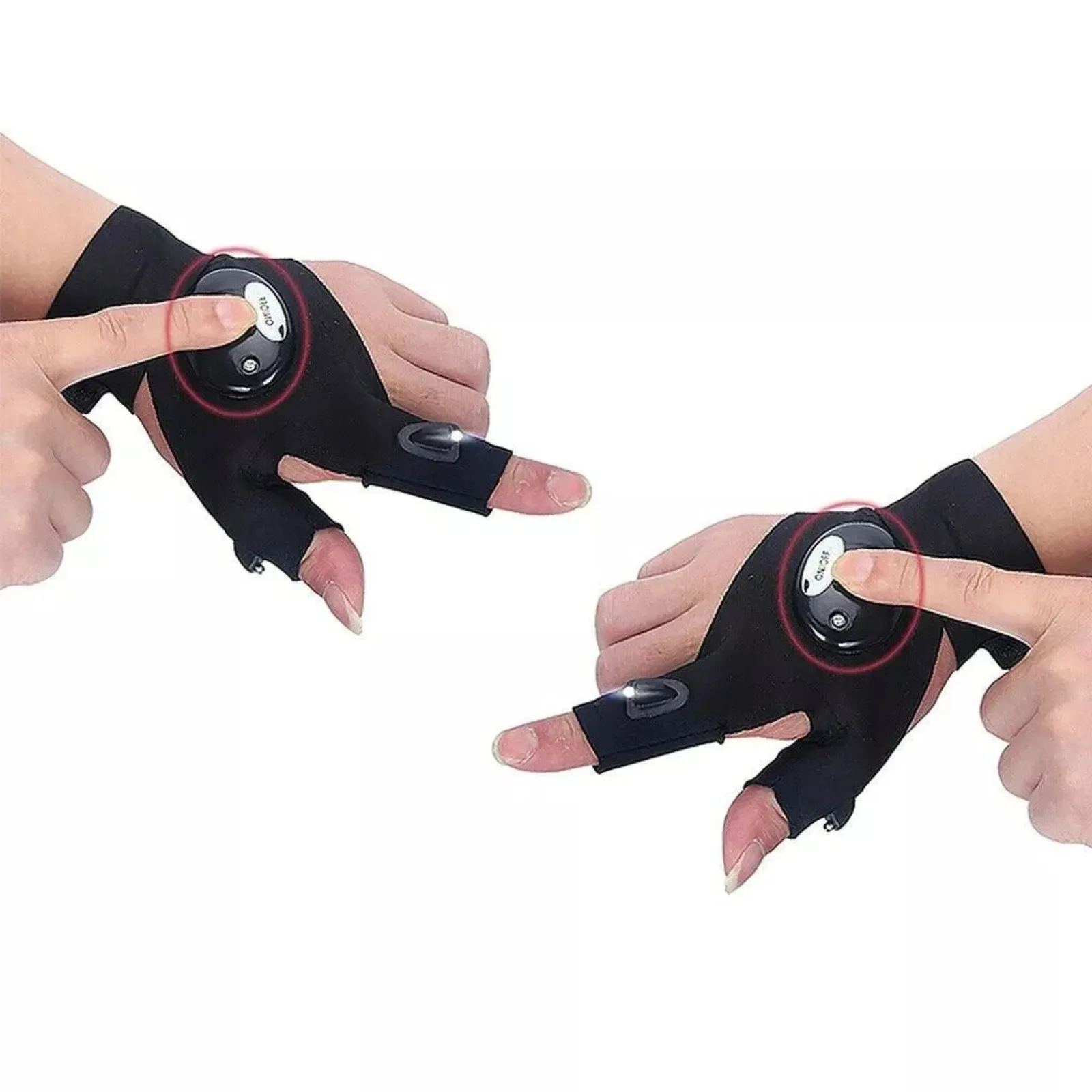LED Flashlight Tools Left   Right Fishing Gloves 1 Pair Outdoor Waterproof