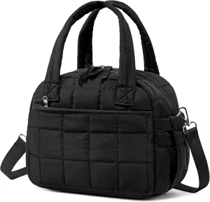 LEDAOU Lunch Box for Women Lunch bag Quilted Puffer Lunch Box with Adjustable Strap Insulated Reusable LunchBox for Work School Picnic Travel