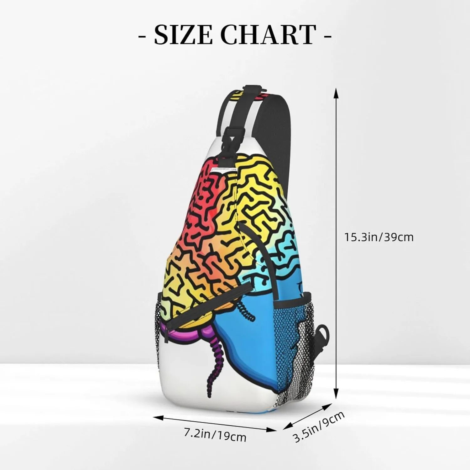 Left and Right Brain Print Sling Backpack, Sling Bag, Crossbody Chest Bag Daypack, for Hiking Travel