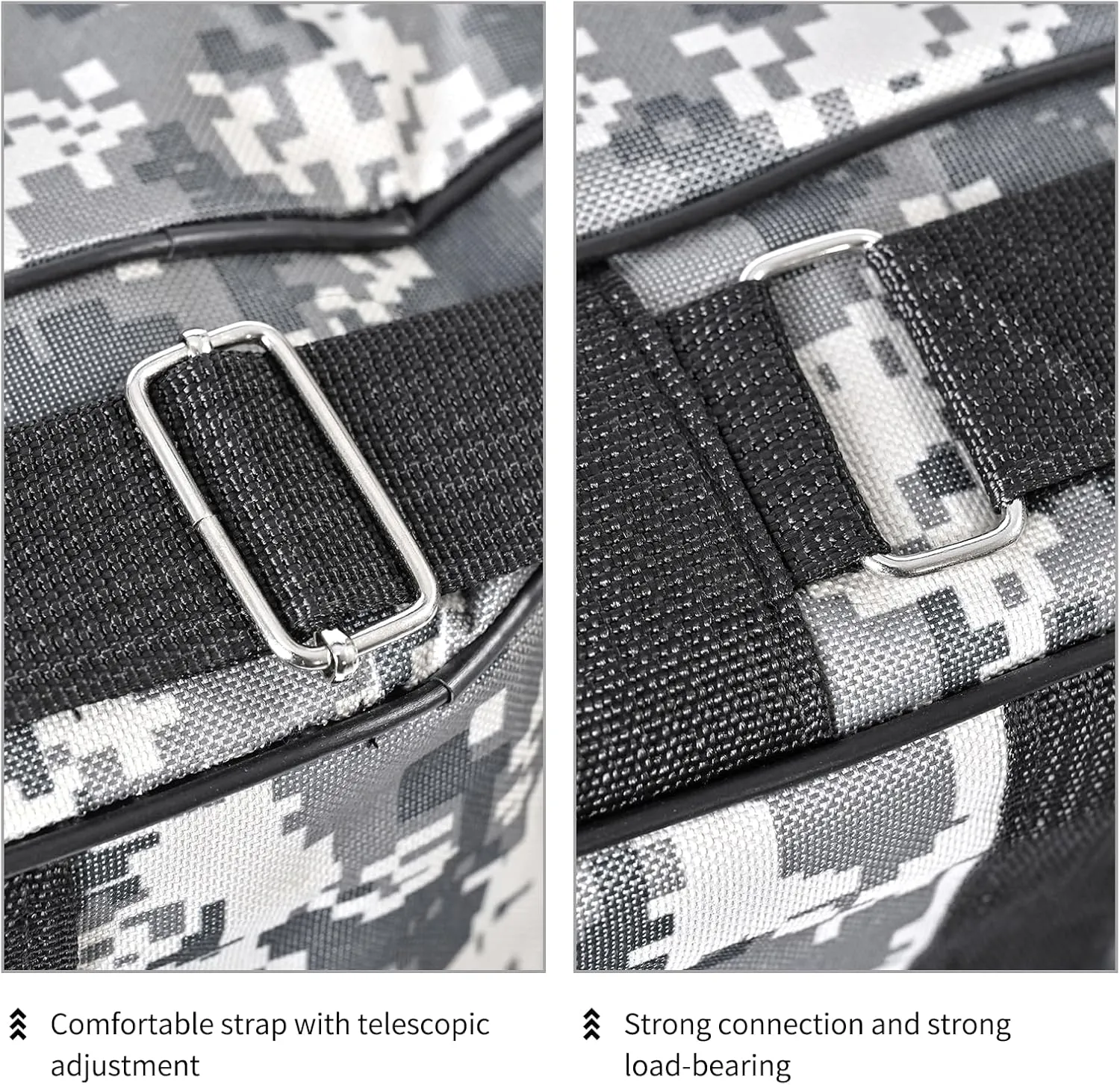 LEOFISHING Portable 3 Layers Fishing Pole Bag Durable Oxford Folding Fishing Rod Reel Carry Case Tackle Storage Bag Case Waterproof Camouflage Travel Fishing Carrier (Grey Camouflage, 120cm/47in)