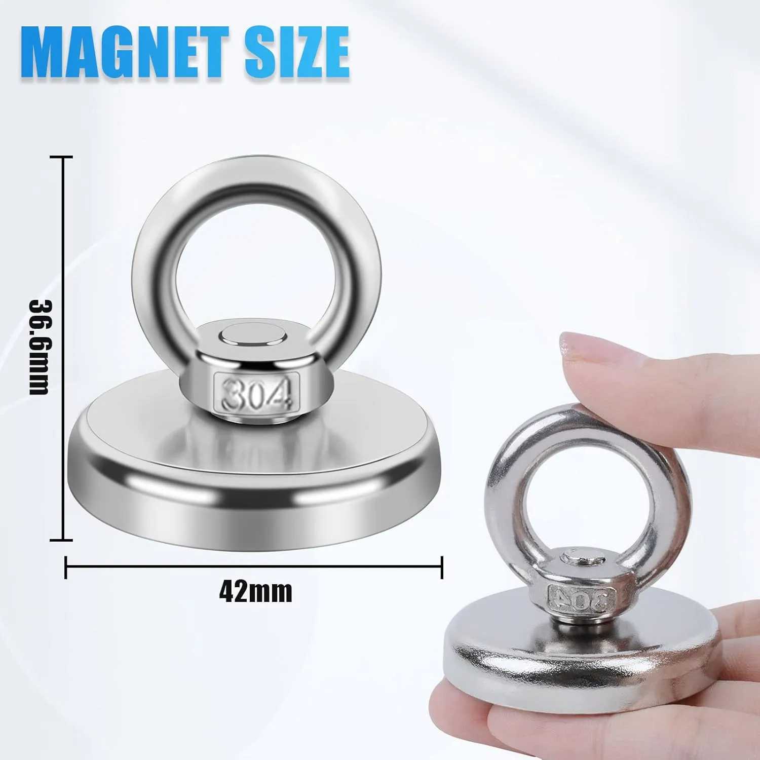 Lift Fishing Magnet, 150 lbs Pulling Force Super Strong Magnets Heavy Duty, Large Rare Earth Magnets Powerful Neodymium Salvage Magnets for Remover Shop River Lifting Retrieving D1.65 inch, 4 Pack