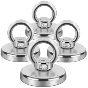 Lift Fishing Magnet, 150 lbs Pulling Force Super Strong Magnets Heavy Duty, Large Rare Earth Magnets Powerful Neodymium Salvage Magnets for Remover Shop River Lifting Retrieving D1.65 inch, 4 Pack