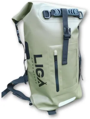 LIGA Waterproof Duffle Bag - Heavy Duty Roll-Top Closure - Completely Waterproof - Cushioned Comfort - Dry Bag For Hiking, Kayak, Travel, Biking, Camping, Fishing, Green