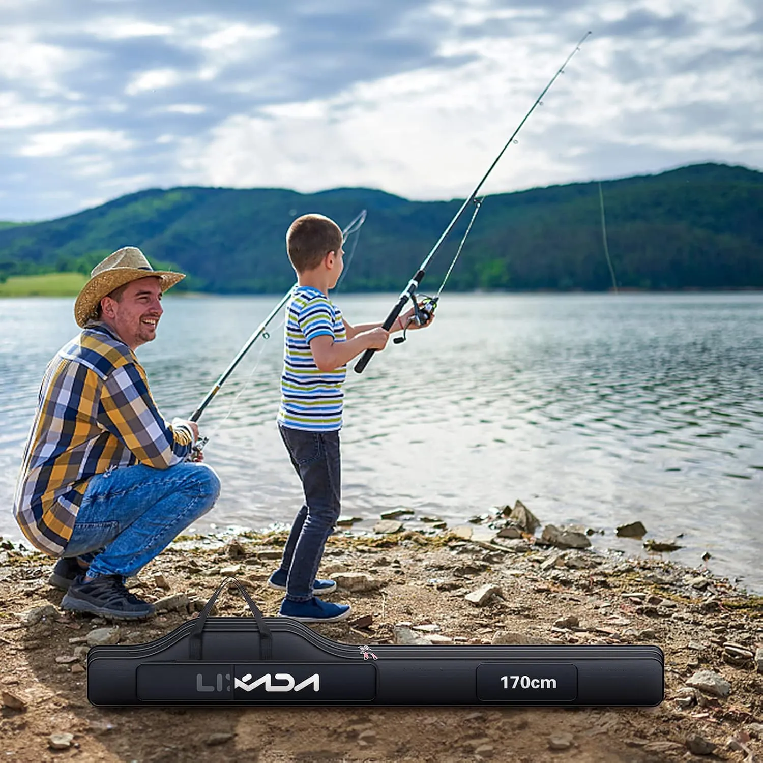 Lixada Portable Fishing Bag Folding Fishing Rod Reel Bag Outdoor Fishing Carrier Bag100cm/130cm/150cm (Black, 170cm), Black, 170cm, Modern