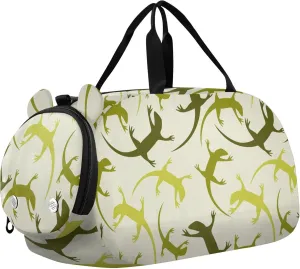 Lizard Pattern Sports Duffle Bag for Girls Boys, Gym Bag with Shoe Compartment, Kids Travel Overnight Weekender Shoulder Bag