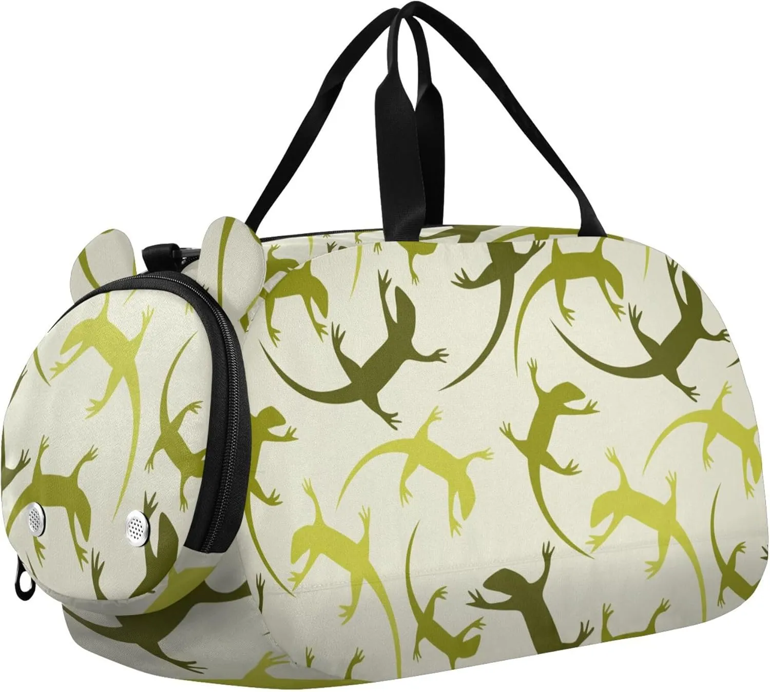 Lizard Pattern Sports Duffle Bag for Girls Boys, Gym Bag with Shoe Compartment, Kids Travel Overnight Weekender Shoulder Bag