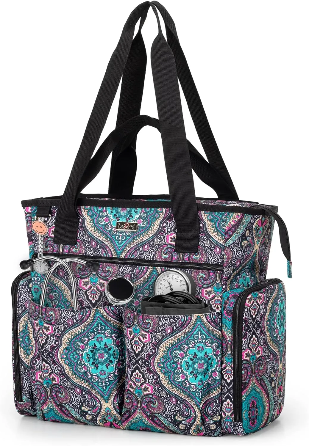 LoDrid Nurse Bag with Bottom Padded Pad, Medical Work Bag with 15.6' Laptop Storage Layer, Home Visiting Bag for RN, PA, LPN, EMT, CNA, Totem, Bag Only