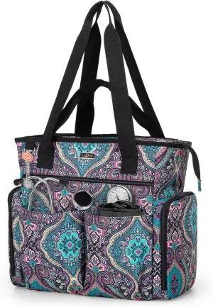LoDrid Nurse Bag with Bottom Padded Pad, Medical Work Bag with 15.6' Laptop Storage Layer, Home Visiting Bag for RN, PA, LPN, EMT, CNA, Totem, Bag Only