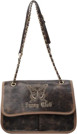 Lolita Crossbody Bags for Women Butterfly Embroidery Punk Gothic Messenger Bag Fashion Satchel Shoulder Bag