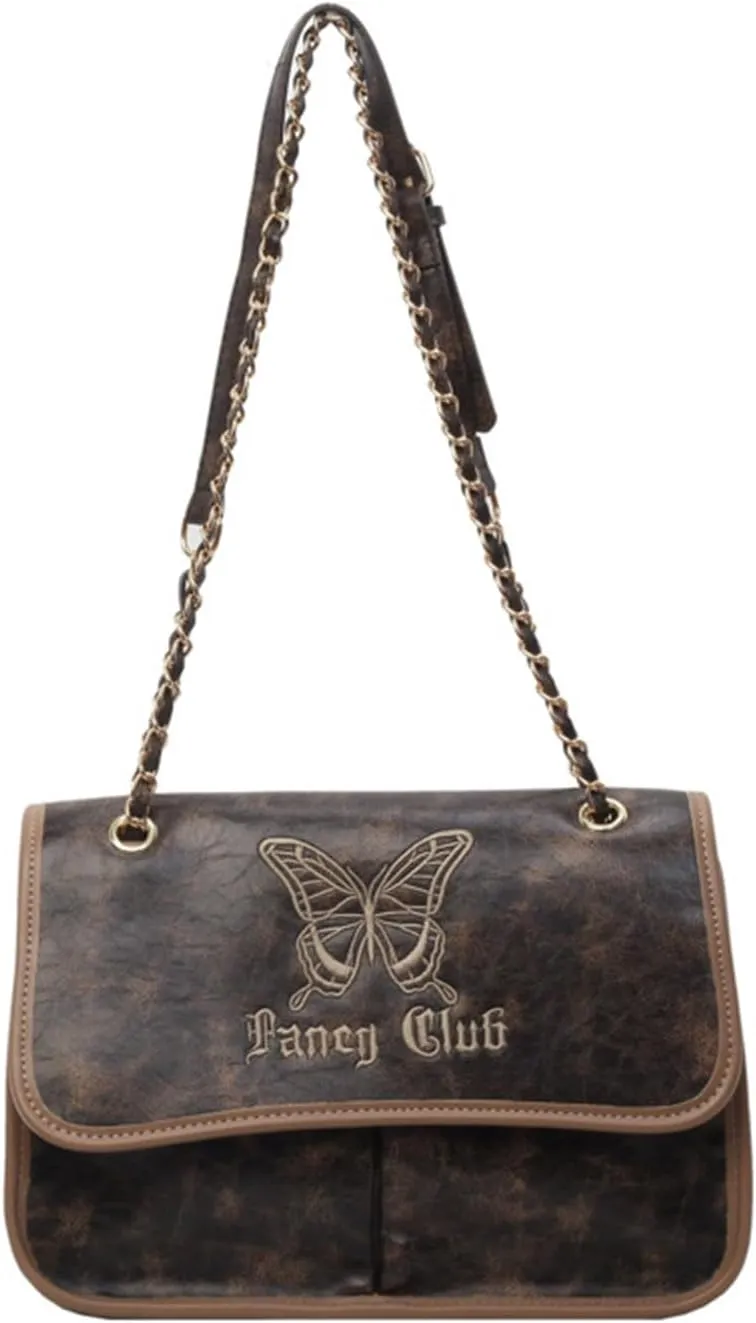 Lolita Crossbody Bags for Women Butterfly Embroidery Punk Gothic Messenger Bag Fashion Satchel Shoulder Bag