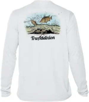Long Sleeve Dry Fit Moisture Wicking UPF 50 UV Protection T Shirt Lobster & Hogfish Lightweight Fishing, Outdoor