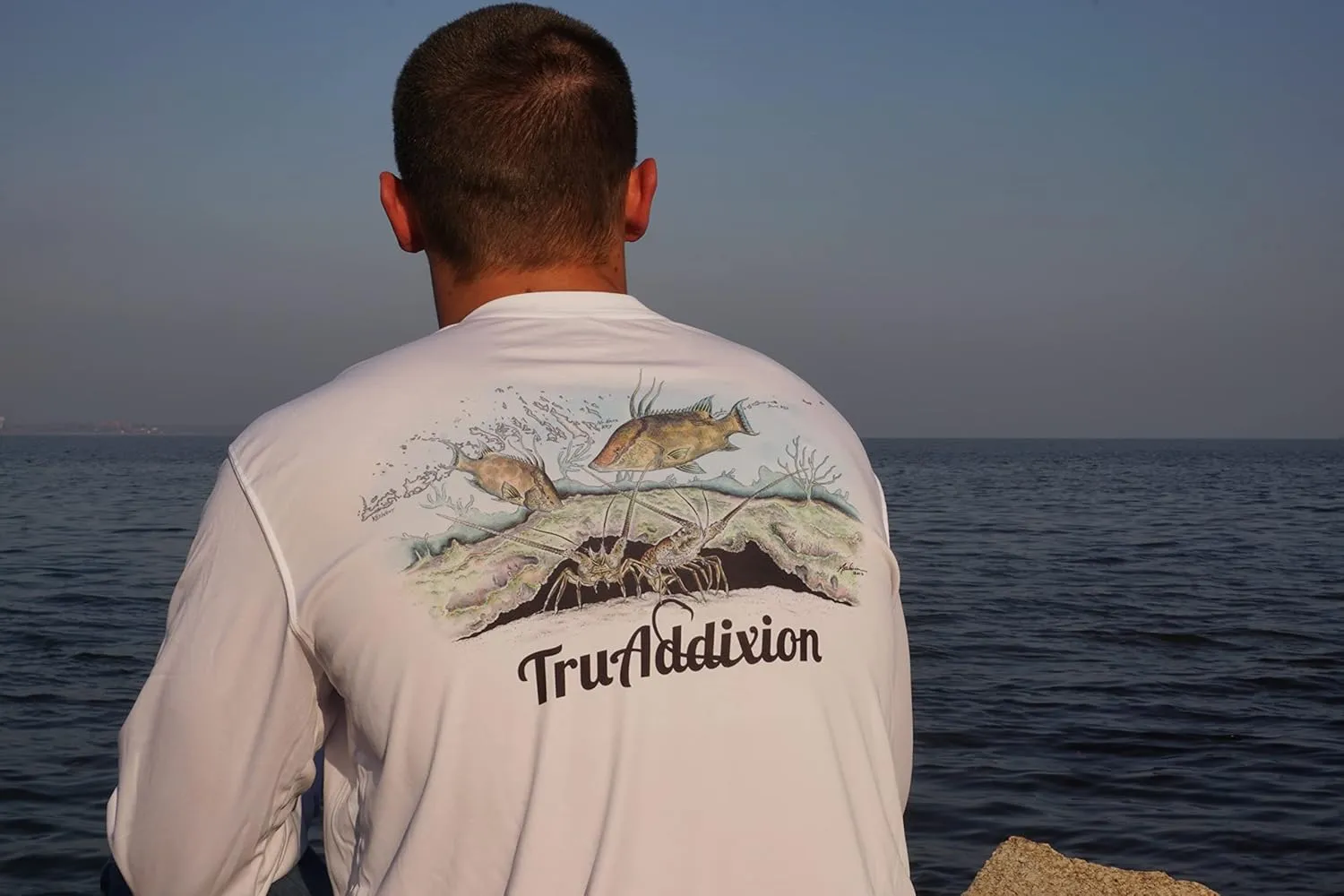 Long Sleeve Dry Fit Moisture Wicking UPF 50 UV Protection T Shirt Lobster & Hogfish Lightweight Fishing, Outdoor