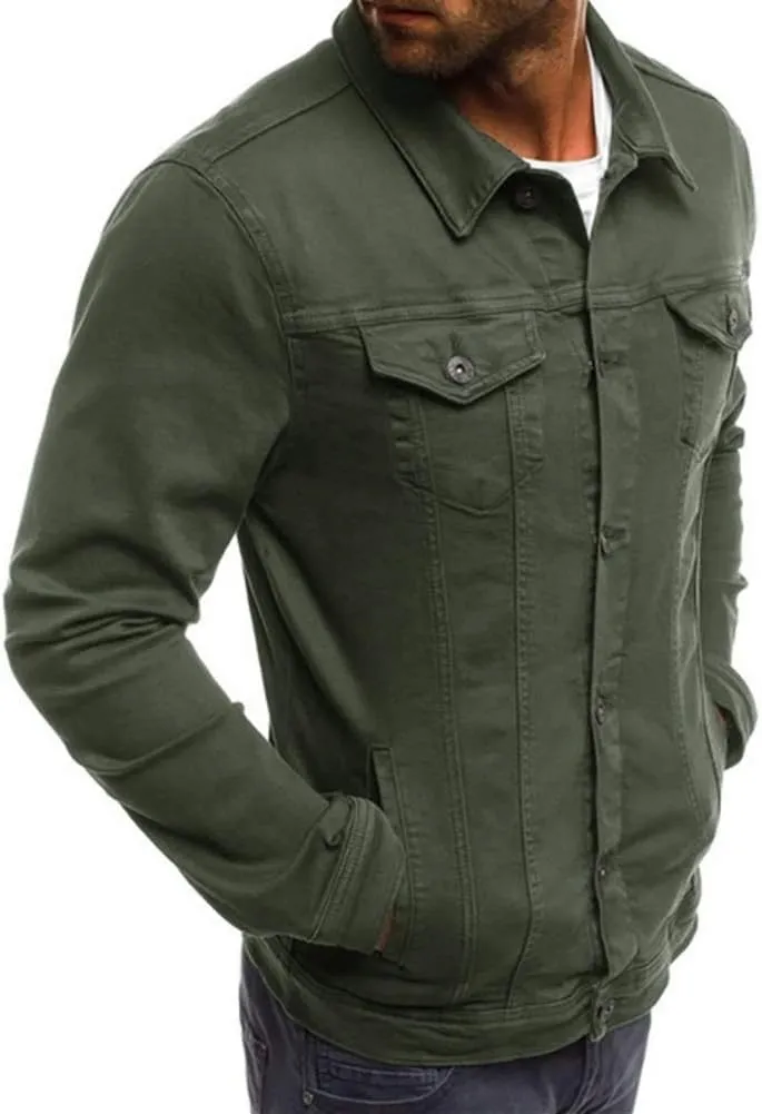 LONGBIDA Men's Casual Classic Denim Jacket Slim Fit Fashion Jean Coat