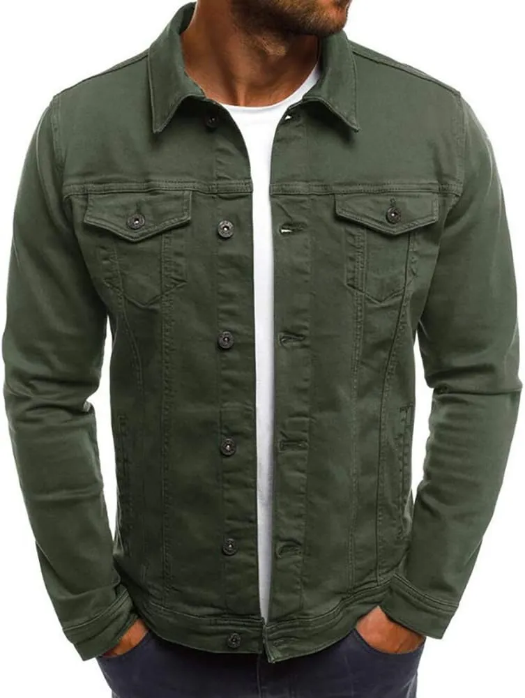 LONGBIDA Men's Casual Classic Denim Jacket Slim Fit Fashion Jean Coat