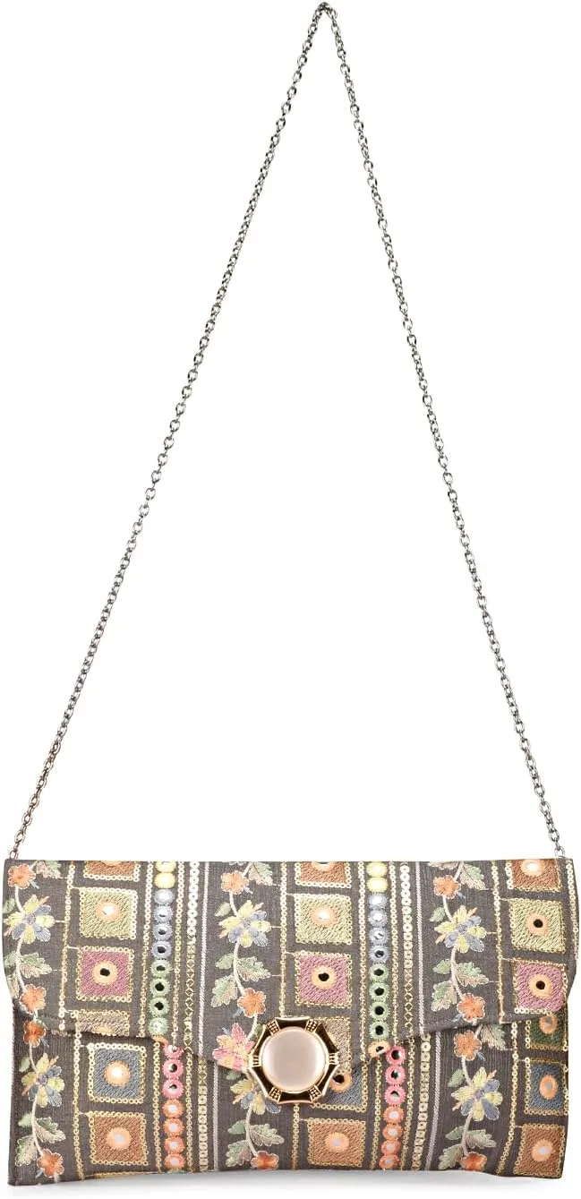 LONGING TO BUY Handcrafted Sling Bag Foldover Clutch For Women, Jaipuri Handicraft Sling Bag For Women
