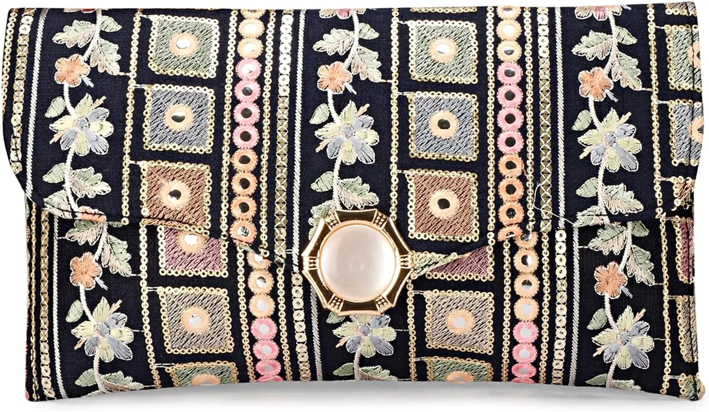 LONGING TO BUY Handcrafted Sling Bag Foldover Clutch For Women, Jaipuri Handicraft Sling Bag For Women
