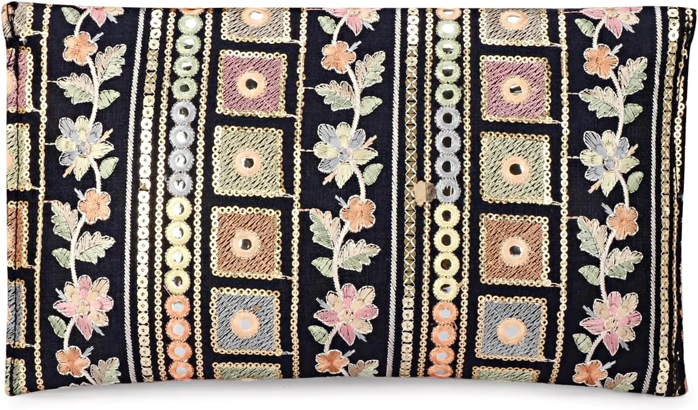 LONGING TO BUY Handcrafted Sling Bag Foldover Clutch For Women, Jaipuri Handicraft Sling Bag For Women