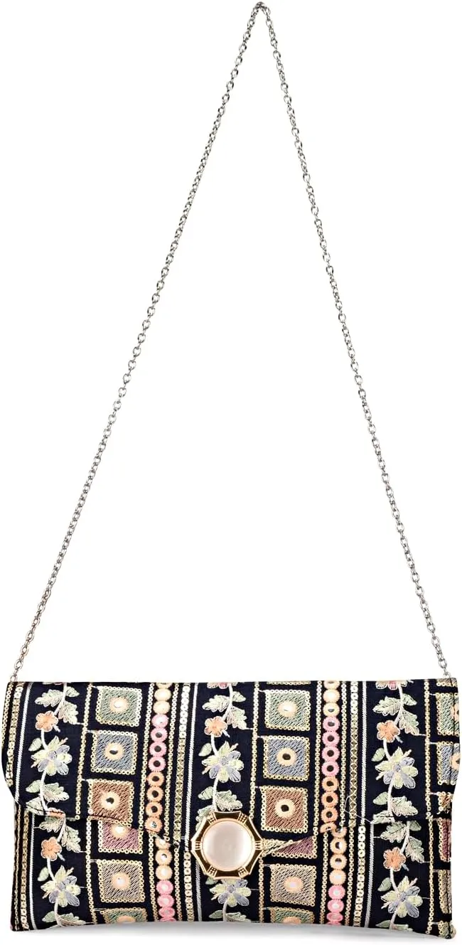 LONGING TO BUY Handcrafted Sling Bag Foldover Clutch For Women, Jaipuri Handicraft Sling Bag For Women