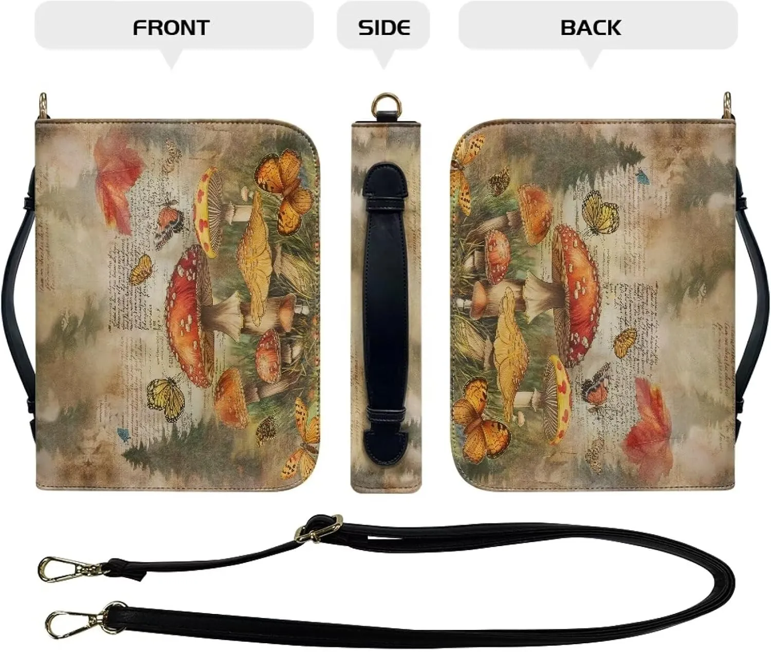 Lotusorchid Bible Cover Bag for Women, Men Bible Accessories with Handle, Bible Carrier Tote with Detachable Shoulder Strap