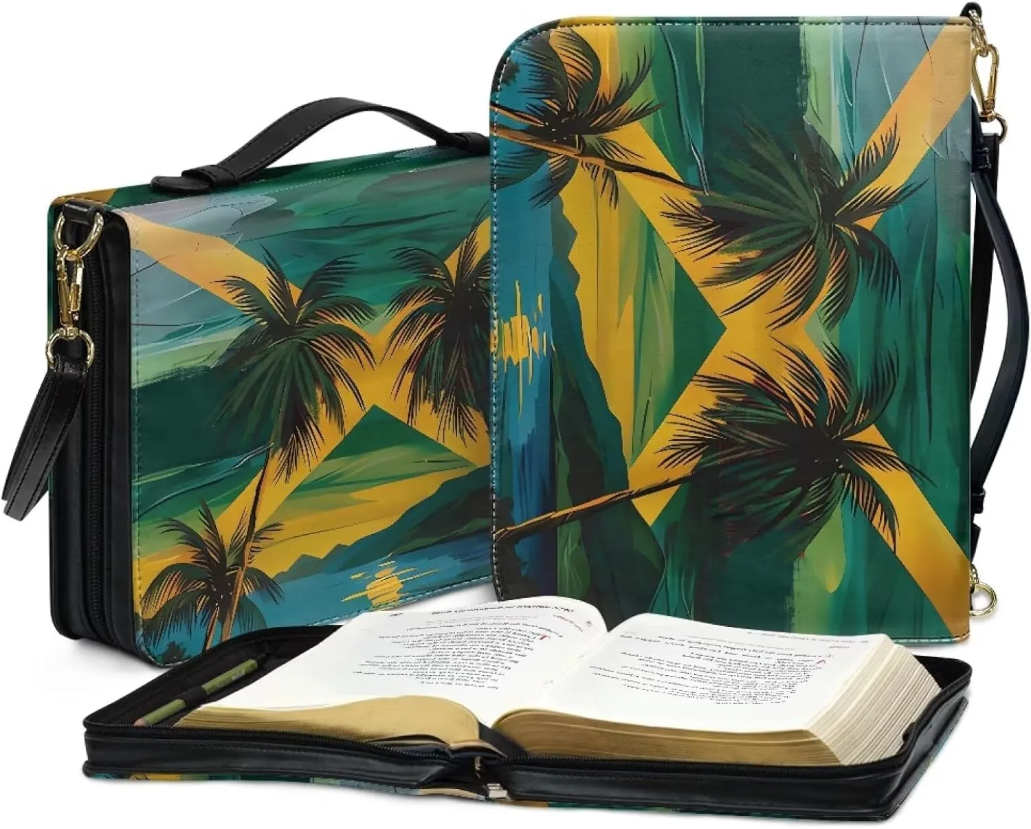 Lotusorchid Bible Cover for Women, Bible Book Cover for Men with Pocket, Bible Tote Bag with Detachable Shoulder Strap