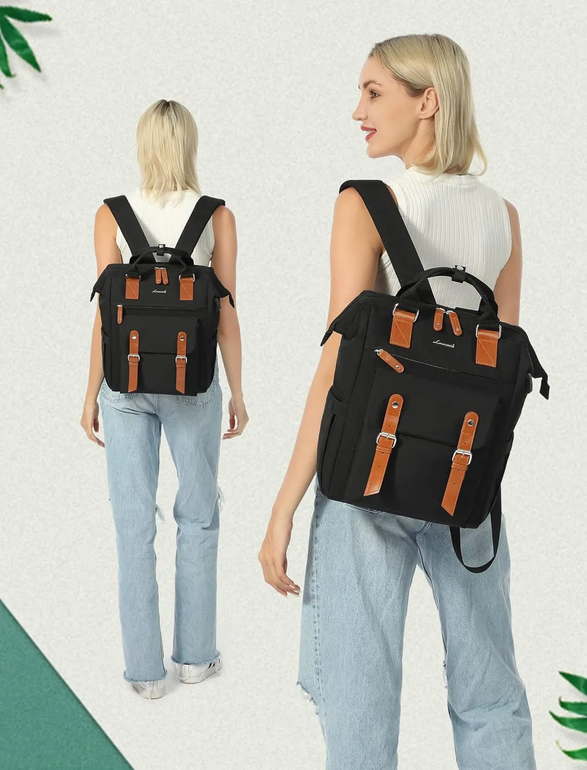 LOVEVOOK Laptop Backpack for Women, Teacher Nurse Bag Work Travel Computer Backpacks Purse,Water Resistant Daypack with USB Charging Port, 17.3 inch