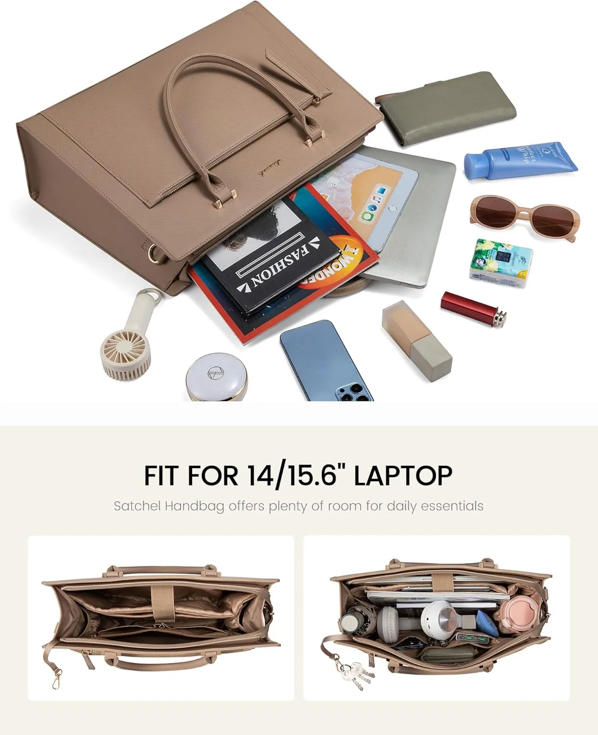 LOVEVOOK Laptop Bag for Women 15.6 Inch Tote Work Bag Leather Computer Briefcase Waterproof Business Teacher Office Handbag
