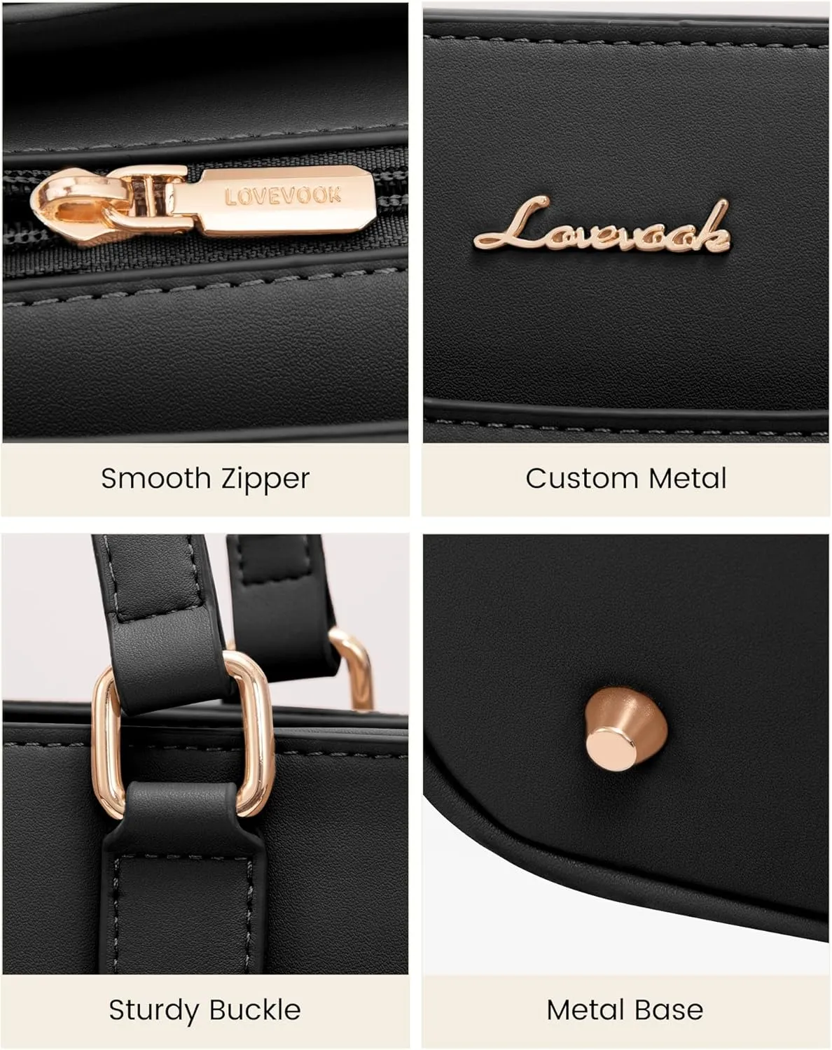 LOVEVOOK Laptop Bag Tote Bag for Women, Work Bags Teacher Tote Bag, Waterproof Leather Computer Bag, Business Laptop Purse Office Handbag Professional Briefcase, 17 Inch, Black