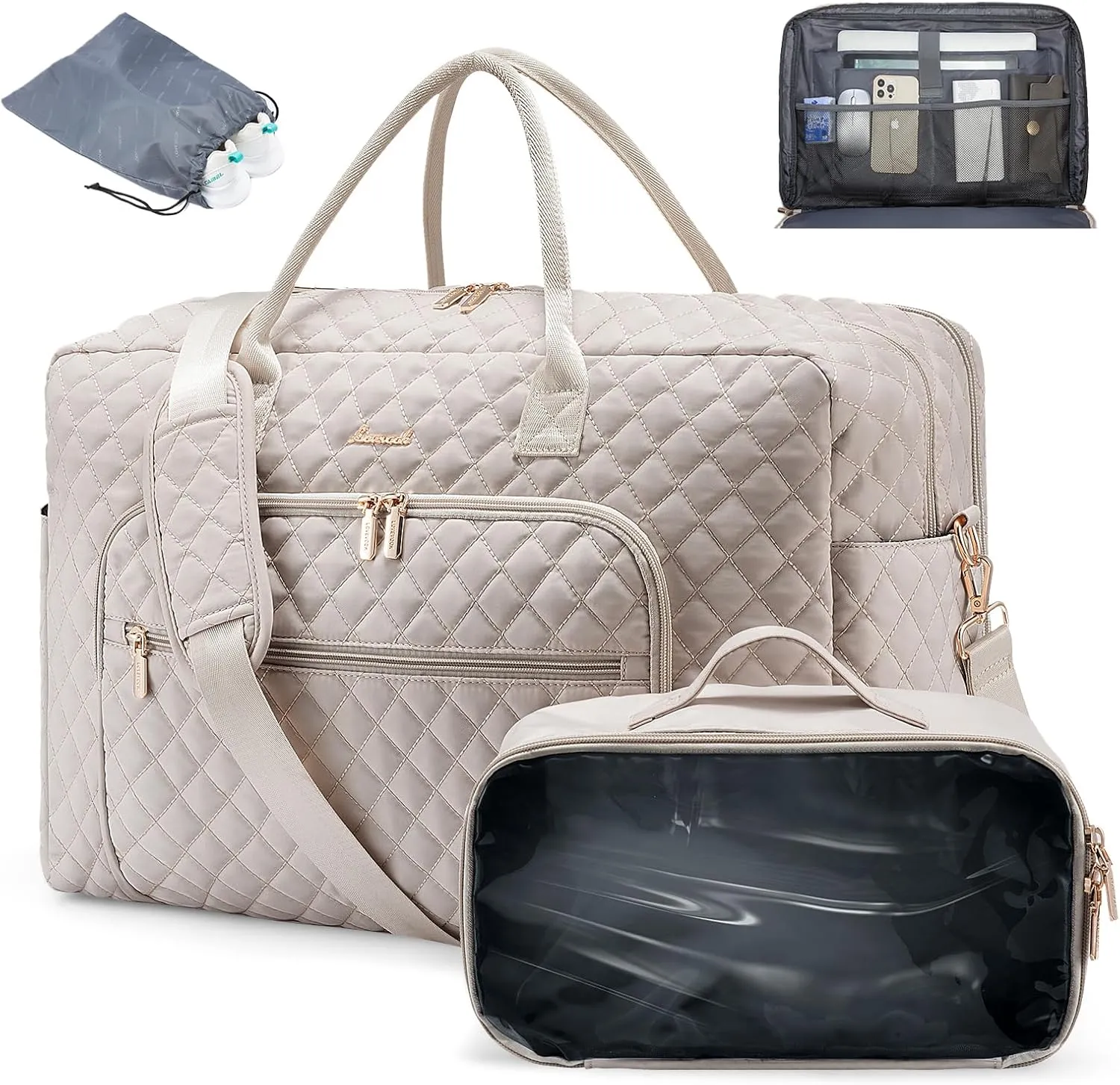 LOVEVOOK Travel Duffle Bag, Weekender Bag for Women with Toiletry Bag Carry on Overnight Bag with Laptop Compartment, Yoga Gym Bag with Wet Pocket Shoe Bag, Hospital Bag for Labor and Delivery