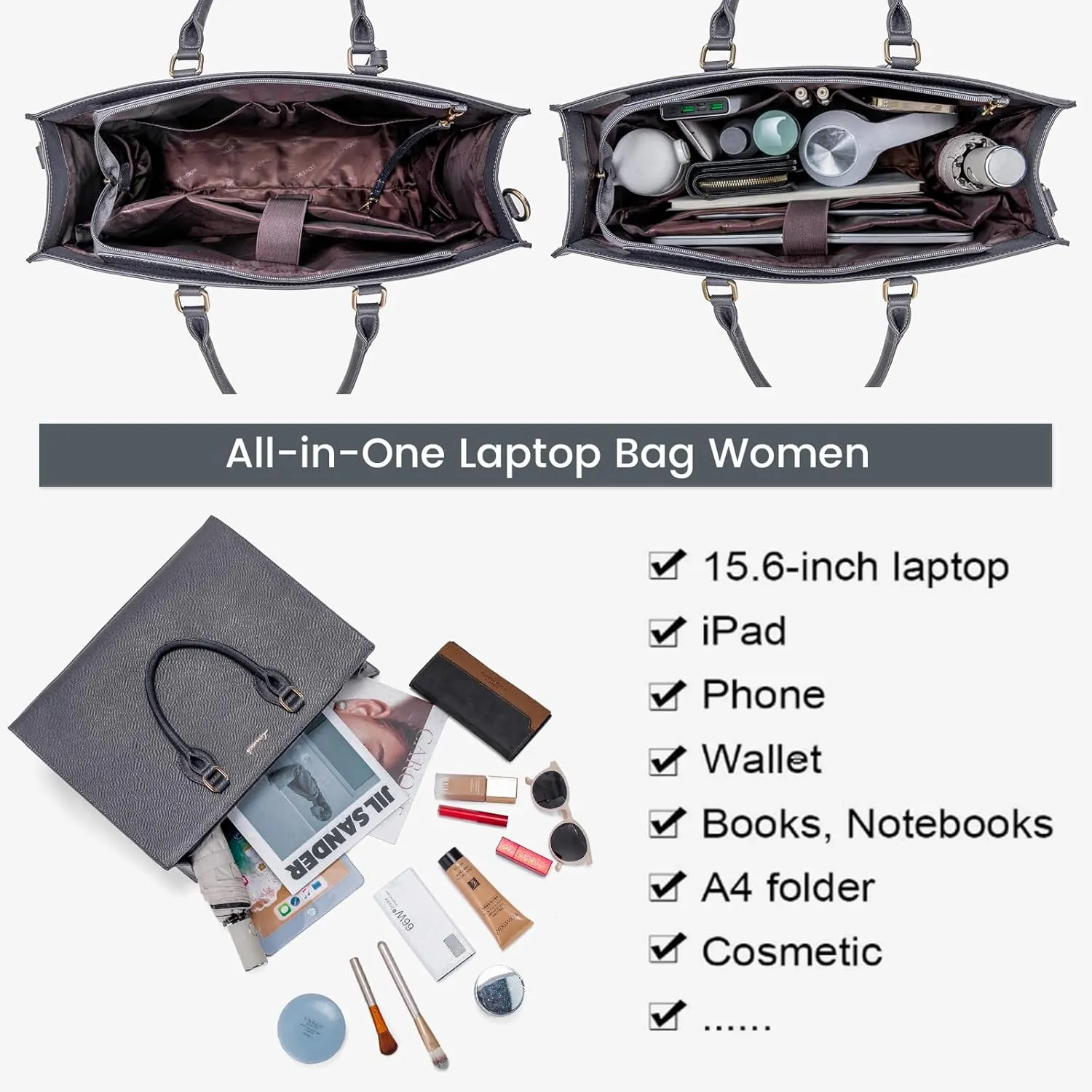 LOVEVOOK Women's 15.6 Inch Laptop Tote Briefcase Business Office Bag