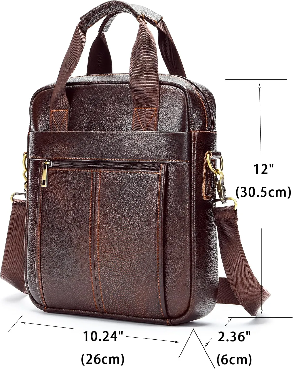LUKZIJAES Genuine Leather Shoulder Messenger Bag for Men Adjustable Shoulders Sling Crossbody Bags