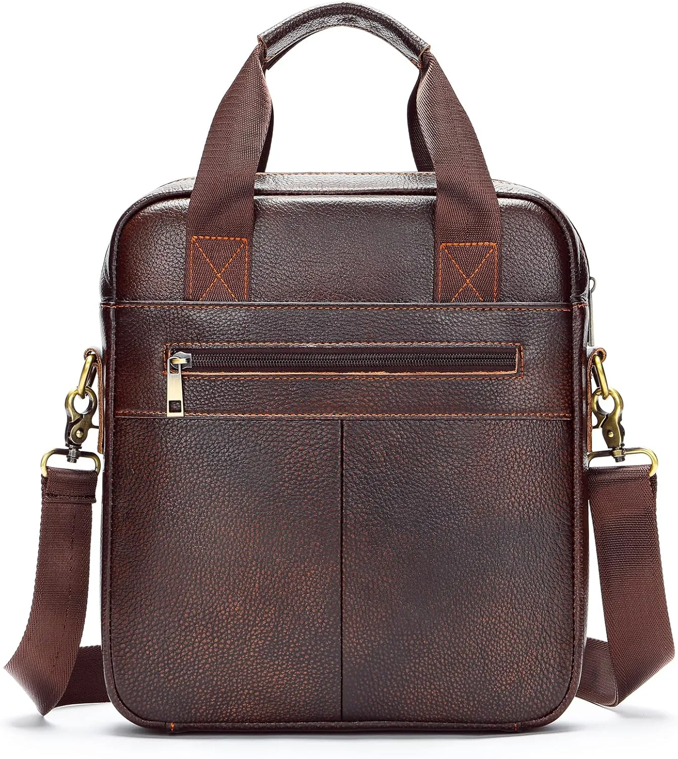 LUKZIJAES Genuine Leather Shoulder Messenger Bag for Men Adjustable Shoulders Sling Crossbody Bags