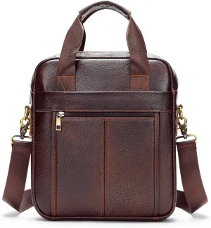 LUKZIJAES Genuine Leather Shoulder Messenger Bag for Men Adjustable Shoulders Sling Crossbody Bags
