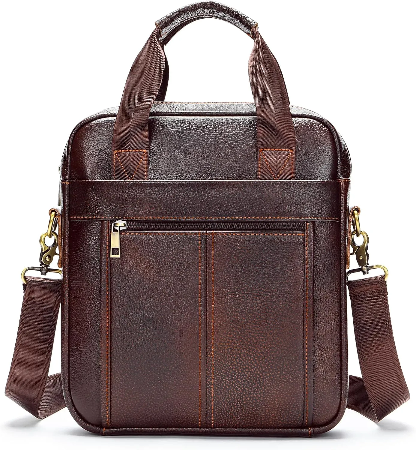 LUKZIJAES Genuine Leather Shoulder Messenger Bag for Men Adjustable Shoulders Sling Crossbody Bags