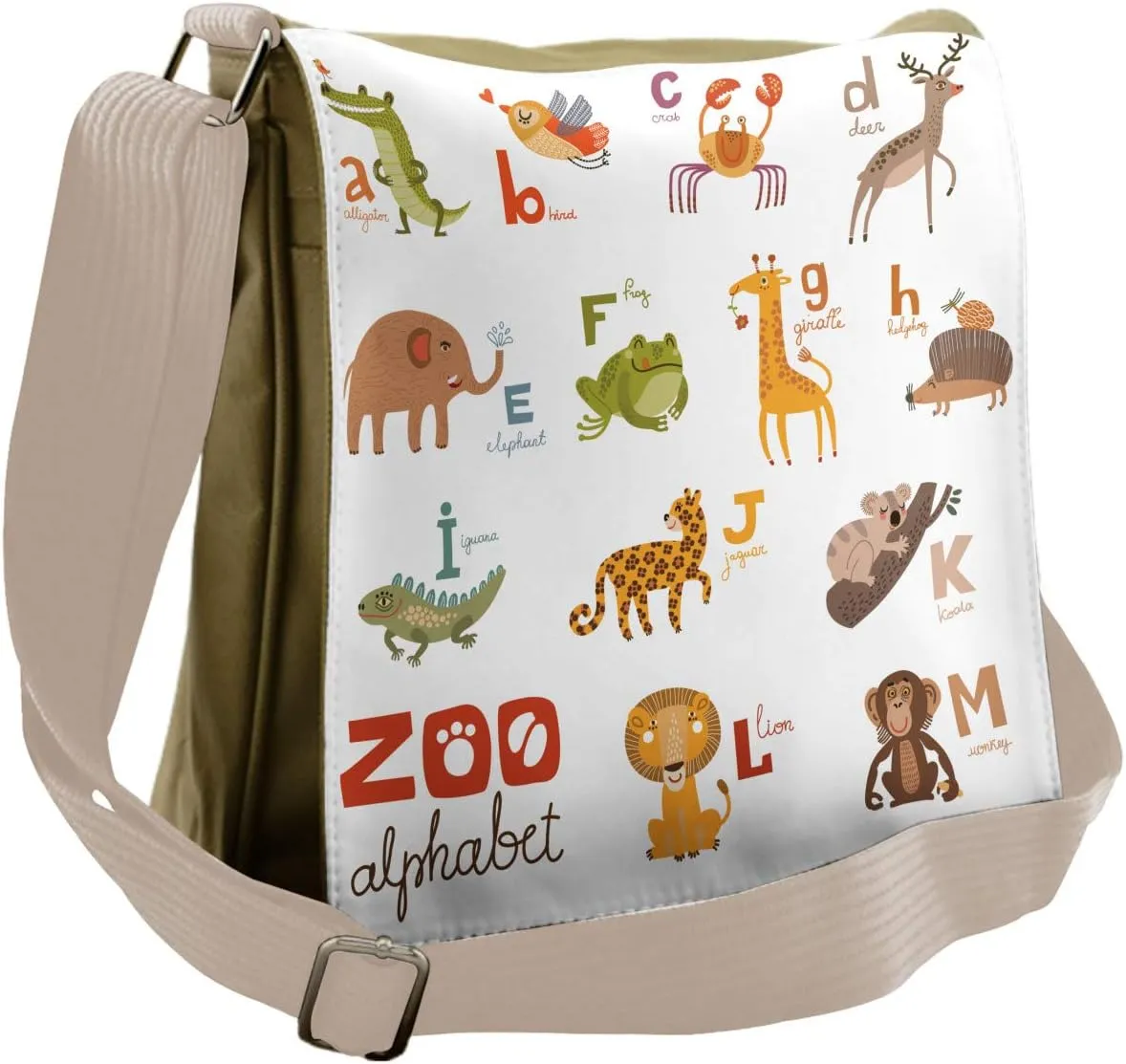 Lunarable ABC Messenger Bag, Education Creative Concept, Unisex Cross-body