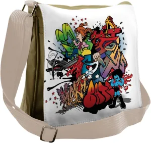 Lunarable Art Messenger Bag, Grafitti Urban Art Underground, Unisex Cross-body
