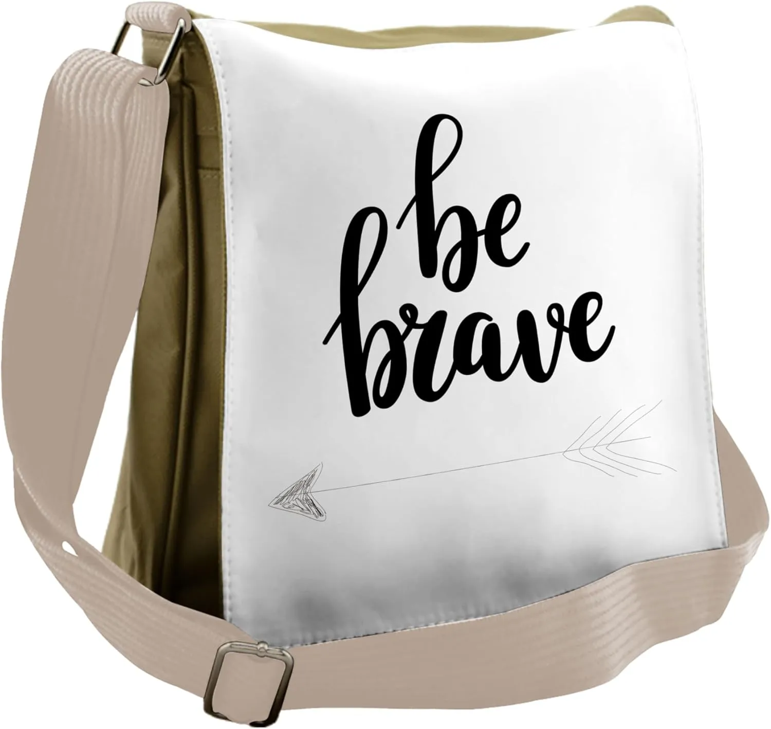 Lunarable Be Brave Messenger Bag, Words of Wisdom, Unisex Cross-body