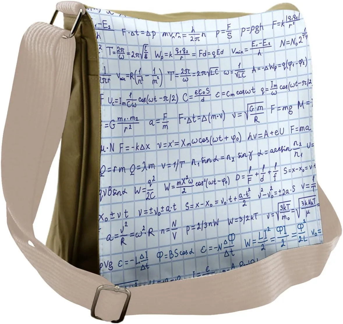 Lunarable Blue Messenger Bag, Maths Physics Formula Theme, Unisex Cross-body