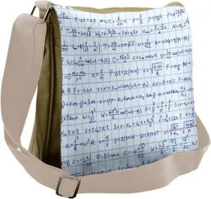 Lunarable Blue Messenger Bag, Maths Physics Formula Theme, Unisex Cross-body